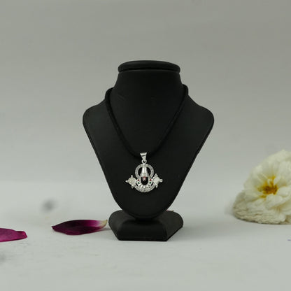 Sacred Balaji Shankh Chakra Divine Blessings Brass Pendant with Silver Finish