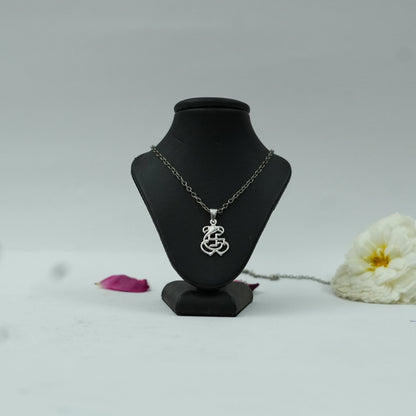 Shree Ganesh Swastik Pendant with Silver Finish | Ganesh Ji Spiritual Blessings Pendant