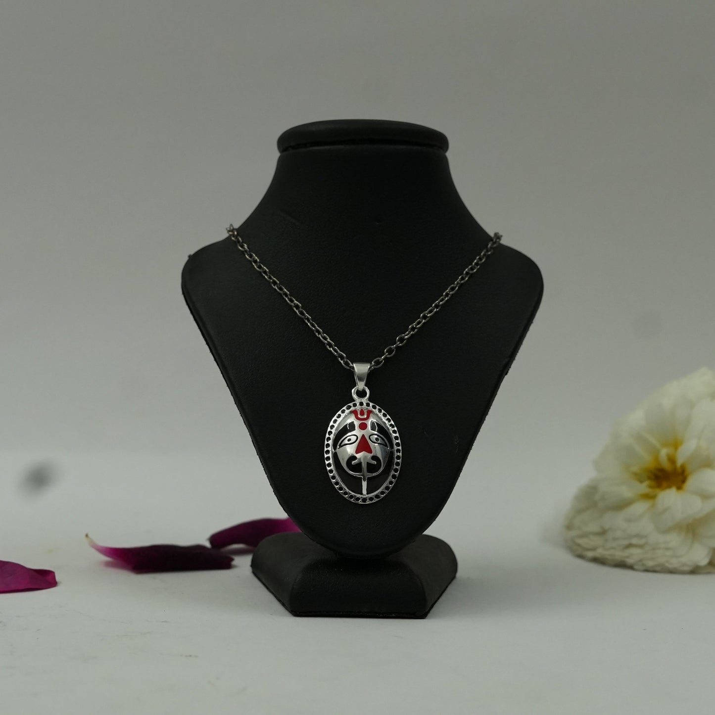 Sacred Hanuman Divine Protection Brass Pendant with Silver Finish