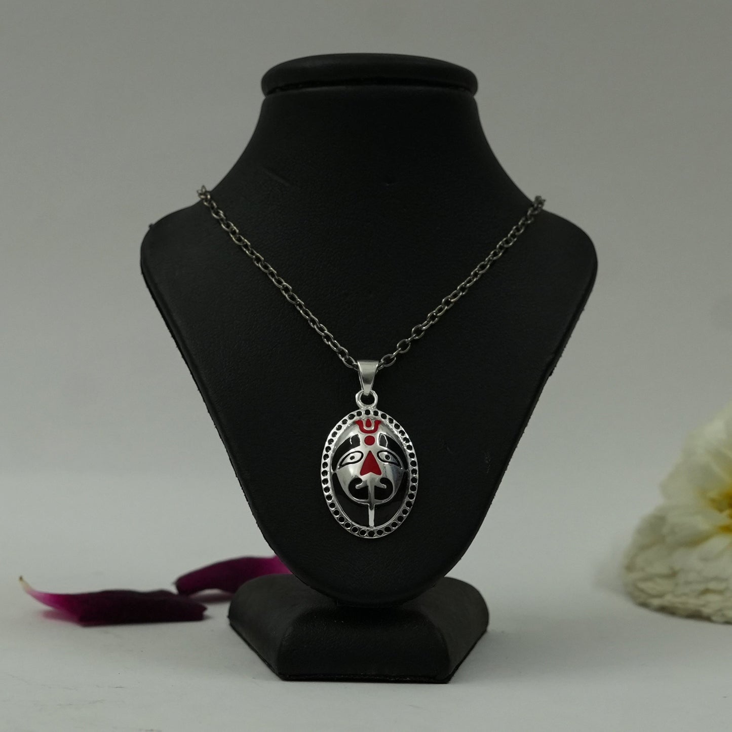 Sacred Hanuman Divine Protection Brass Pendant with Silver Finish