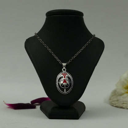 Sacred Hanuman Divine Protection Brass Pendant with Silver Finish