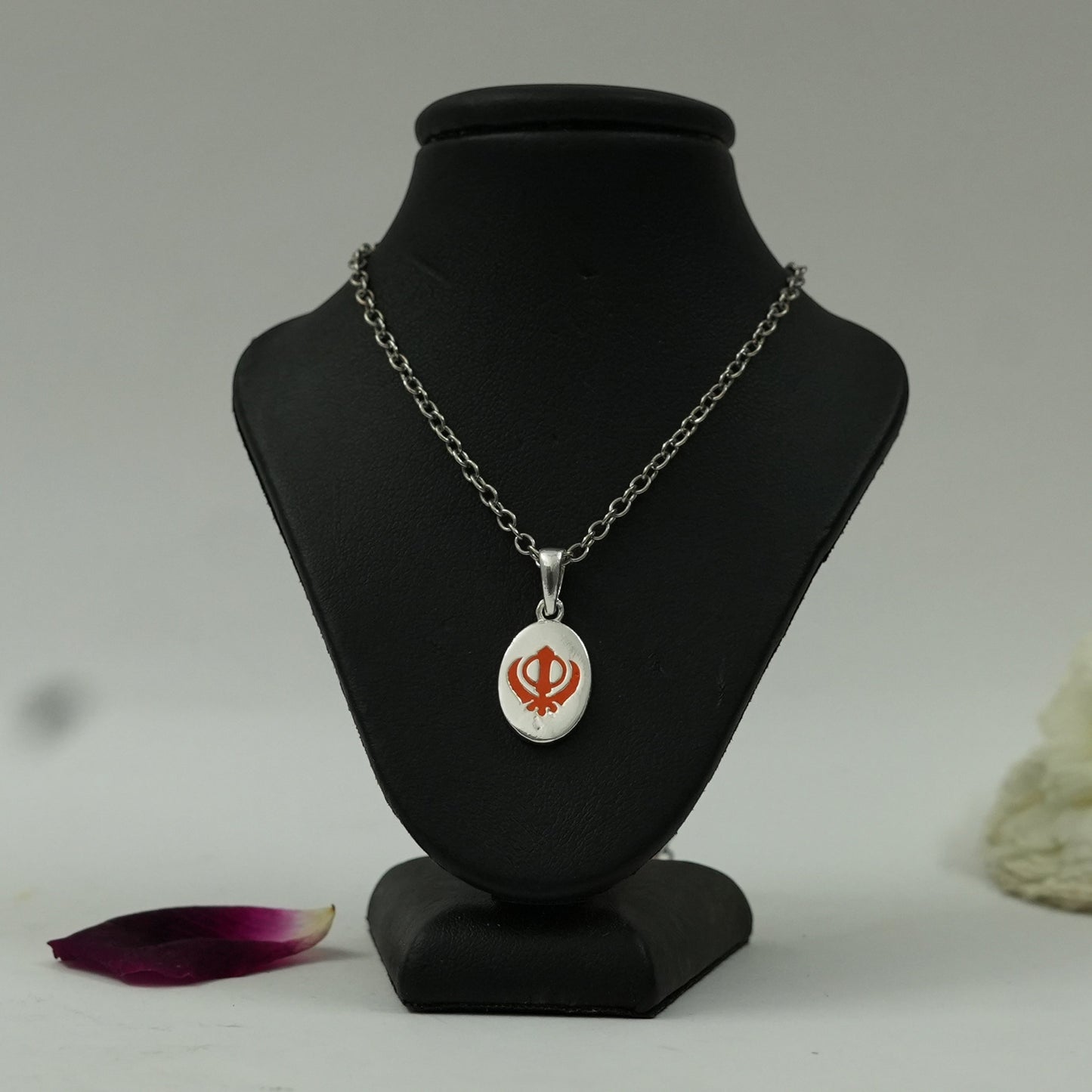 Sacred Khanda Symbol Spiritual Brass Pendant with Silver Finish