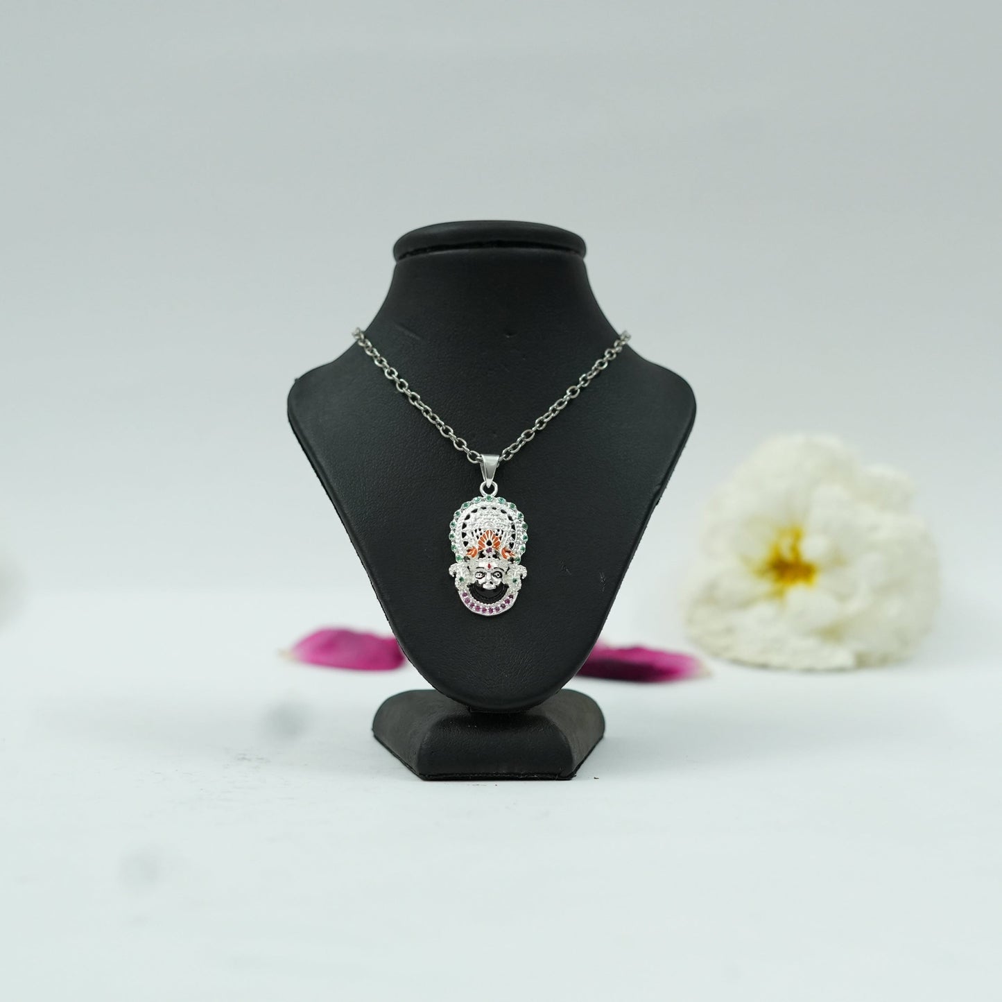 Khatu Shyam Baba Pendant with Silver Finish | Shyam Baba Spiritual Blessings Pendant