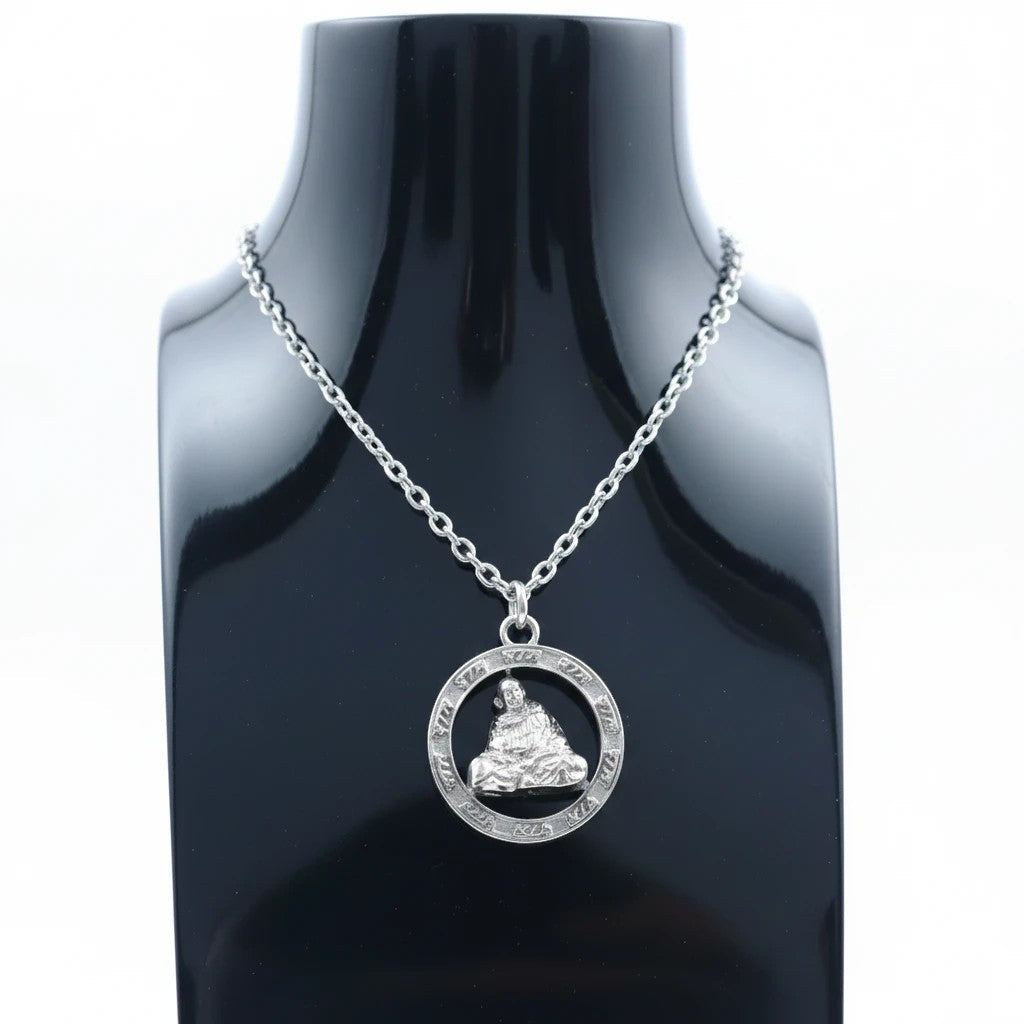 Neem Karoli Baba Blanket Pose Silver Pendant | Maharaj Ji Ram Ram Locket for Devotees