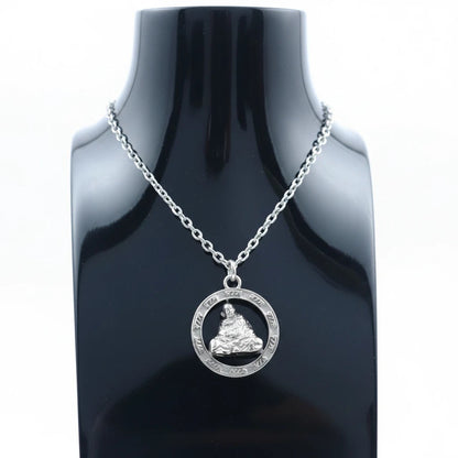 Neem Karoli Baba Blanket Pose Silver Pendant | Maharaj Ji Ram Ram Locket for Devotees