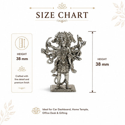 Standing Small Size Panchmukhi Hanuman Idol | Premium Brass Murti with Silver Finish | Five-Faced Hanuman Statue for Home Temple