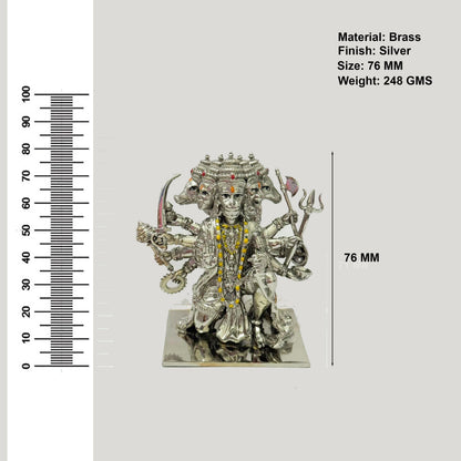 Panchmukhi Hanuman Idol in Brass with Silver Finish – Multi-Face Hanuman Ji Murti for Home & Office