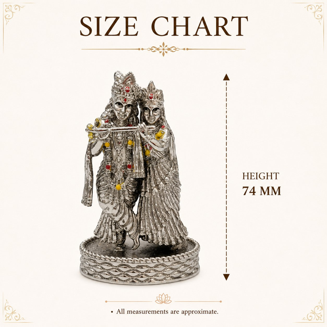 Radha Krishna Idol | Premium Brass Idol with Silver Finish | Divine Love & Harmony Murti