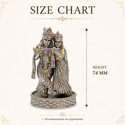 Radha Krishna Idol | Premium Brass Idol with Silver Finish | Divine Love & Harmony Murti