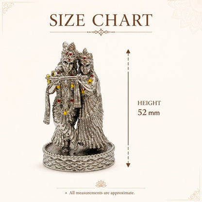 Radha Krishna Idol | Premium Brass Idol with Silver Finish | Divine Love & Harmony Murti