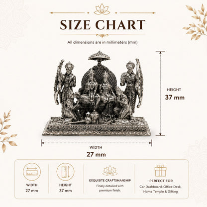 Ram Darbar Idol | Premium Brass Murti with Silver Finish | Lord Ram, Sita, Lakshman & Hanuman Statue
