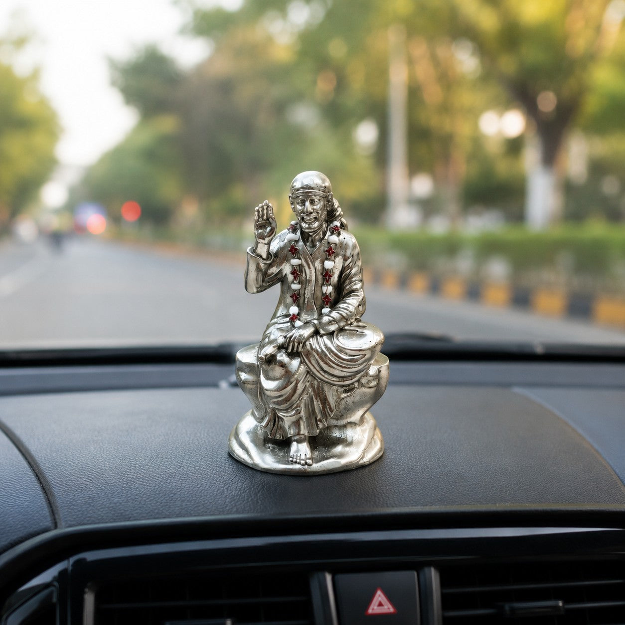 Shirdi Sai Baba Idol | Premium Brass Murti with Silver Finish | Sai Baba Statue for Home Temple