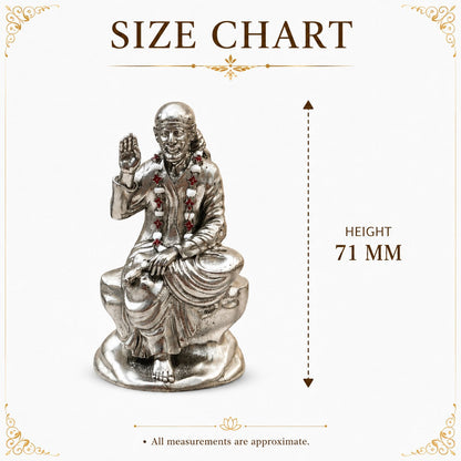 Shirdi Sai Baba Idol | Premium Brass Murti with Silver Finish | Sai Baba Statue for Home Temple