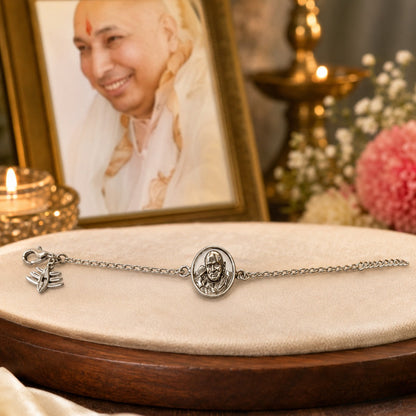 Shukrana Guru Ji Bracelet | Bade Mandir Guru Ji Brass Bracelet with Silver Finish