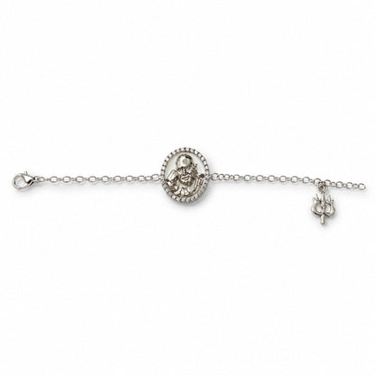 Shukrana Guru Ji Bracelet | Bade Mandir Guru Ji Brass Bracelet with Silver Finish