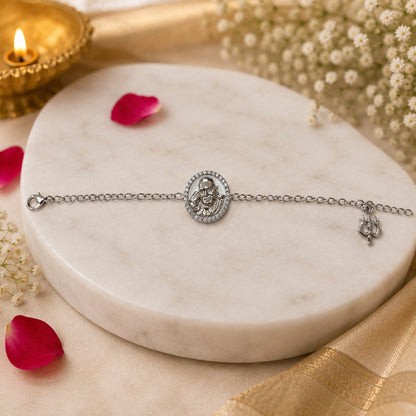 Shukrana Guru Ji Bracelet | Bade Mandir Guru Ji Brass Bracelet with Silver Finish