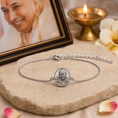 Shukrana Guru Ji Bracelet | Bade Mandir Guru Ji Brass Bracelet with Silver Finish