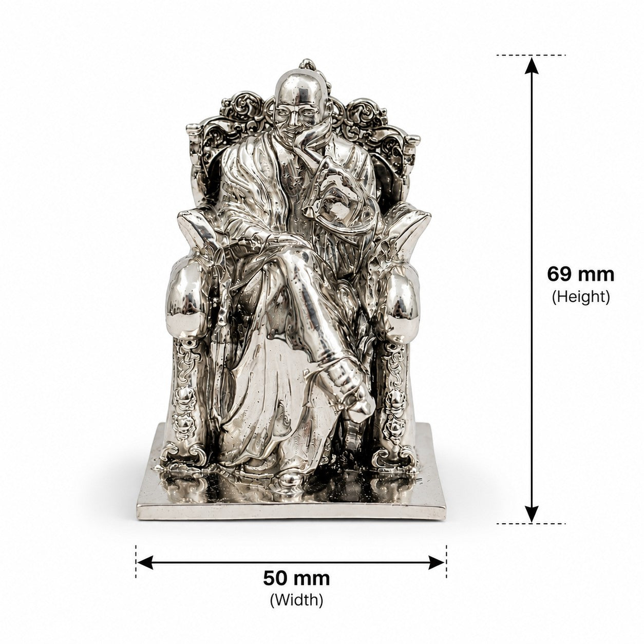 Guru Ji Bade Mandir Idol in Silver Finish | Shukrana Guruji Murti for Home, Office & Car Dashboard