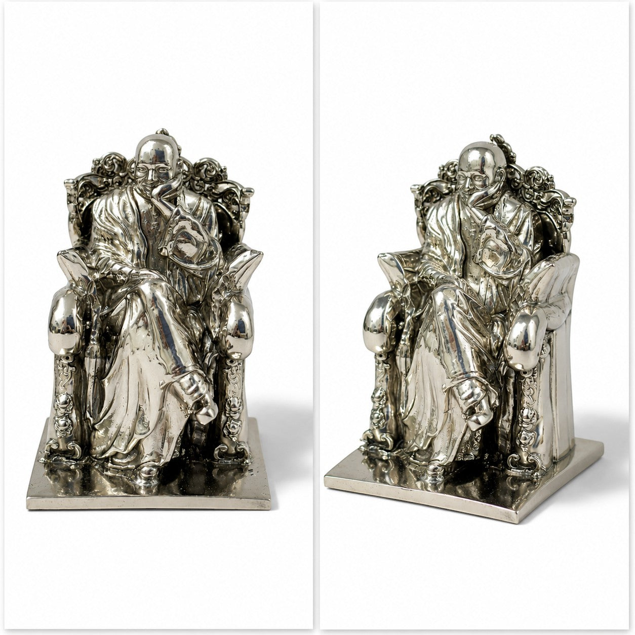 Guru Ji Bade Mandir Idol in Silver Finish | Shukrana Guruji Murti for Home, Office & Car Dashboard