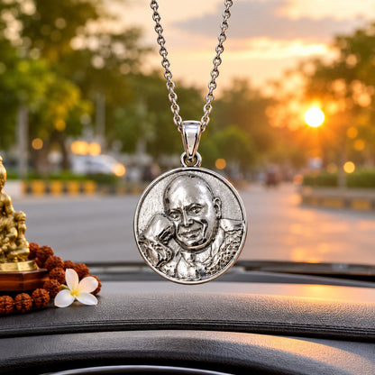Shukrana Guru Ji Pendant | Bade Mandir Guru Ji Brass Pendant with Silver Finish