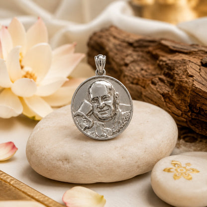 Shukrana Guru Ji Pendant | Bade Mandir Guru Ji Brass Pendant with Silver Finish