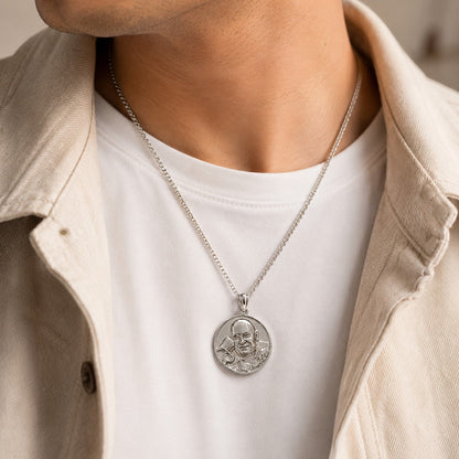Shukrana Guru Ji Pendant | Bade Mandir Guru Ji Brass Pendant with Silver Finish