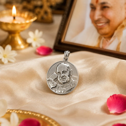 Shukrana Guru Ji Pendant | Bade Mandir Guru Ji Brass Pendant with Silver Finish