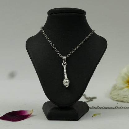 Silver Plated Brass Gada Pendant | Hanuman Ji Mace Locket | Religious Pendant Only