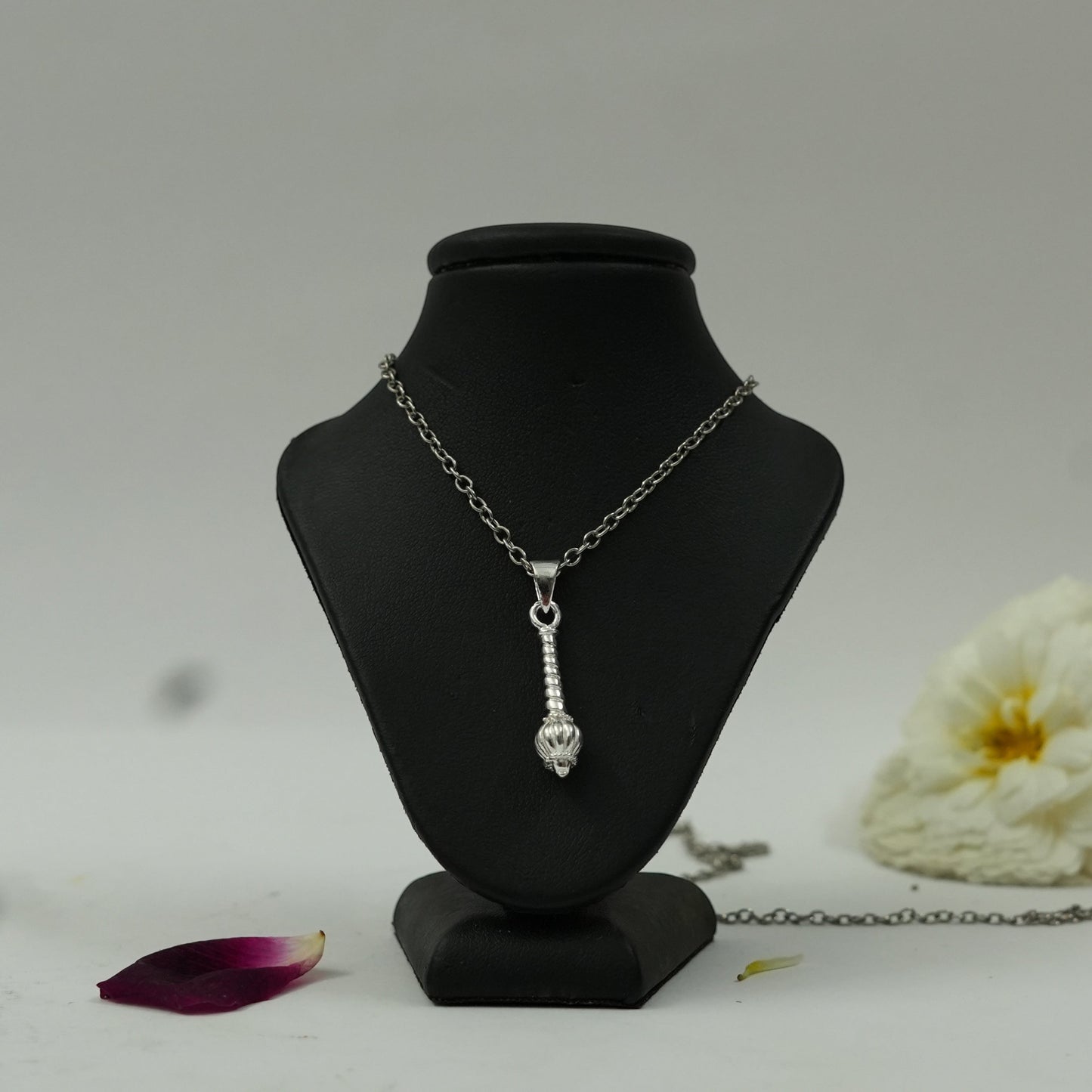 Silver Plated Brass Gada Pendant | Hanuman Ji Mace Locket | Religious Pendant Only