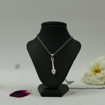 Silver Plated Brass Gada Pendant | Hanuman Ji Mace Locket | Religious Pendant Only