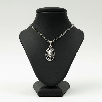 Silver Plated Brass Lord Ganesesha Face Pendant | Ganpati Mukha Locket for Protection & Success | Pendant Only