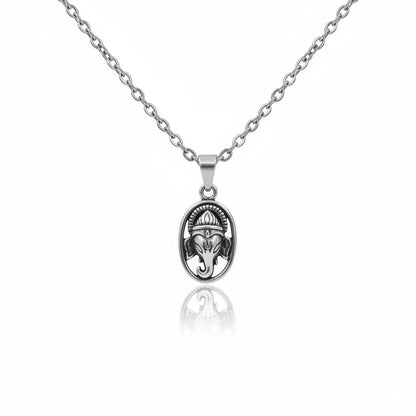 Silver Plated Brass Lord Ganesesha Face Pendant | Ganpati Mukha Locket for Protection & Success | Pendant Only