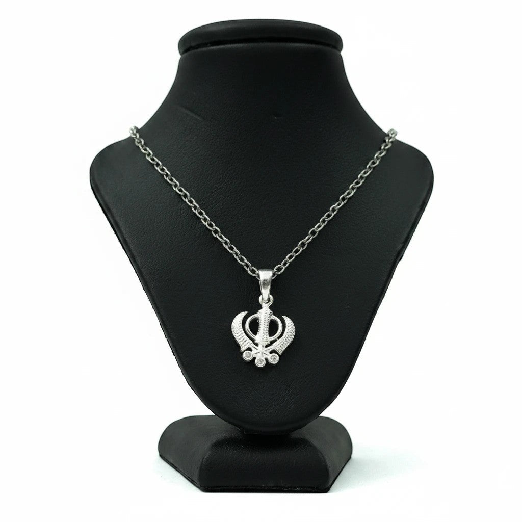 Silver Plated Brass Khanda Pendant | Khanda Symbol Locket | Pendant Only