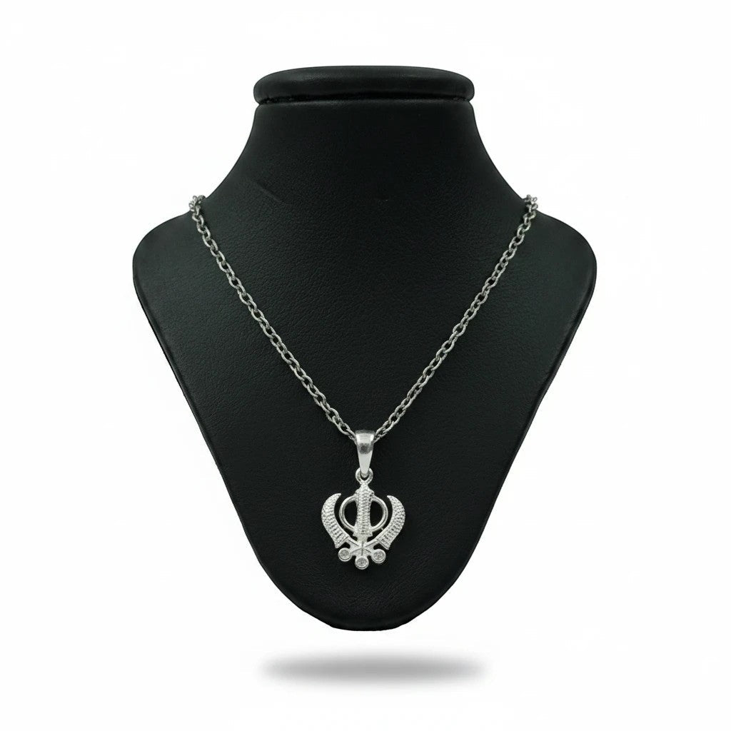 Silver Plated Brass Khanda Pendant | Khanda Symbol Locket | Pendant Only