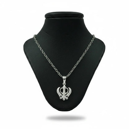 Silver Plated Brass Khanda Pendant | Khanda Symbol Locket | Pendant Only