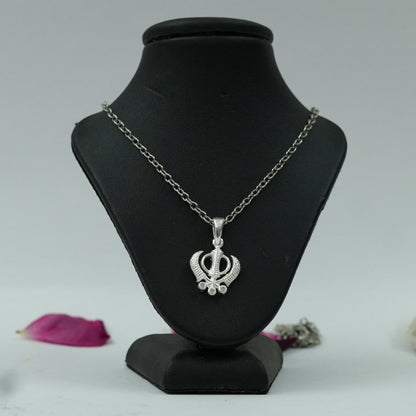 Silver Plated Brass Khanda Pendant | Khanda Symbol Locket | Pendant Only