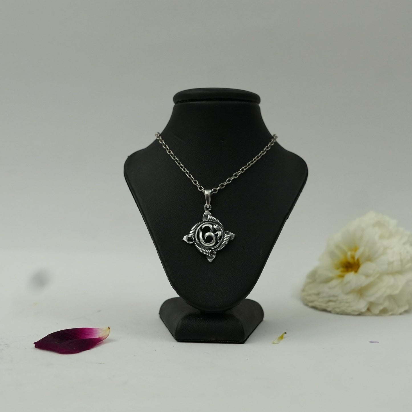 Silver Plated Brass Om Pendant | Sacred Aum Symbol Spiritual Locket | Religious Pendant Only