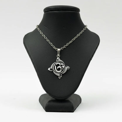 Silver Plated Brass Om Pendant | Sacred Aum Symbol Spiritual Locket | Religious Pendant Only