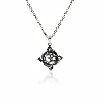 Silver Plated Brass Om Pendant | Sacred Aum Symbol Spiritual Locket | Religious Pendant Only