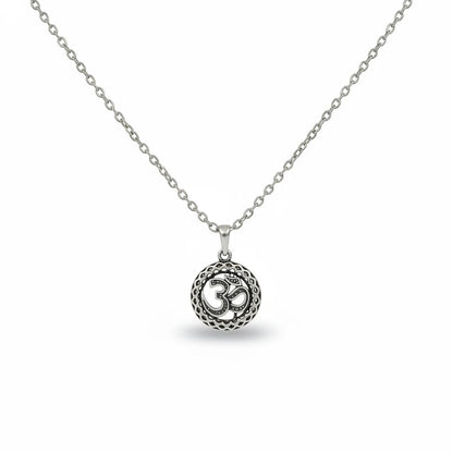 Silver Plated Brass Om Round Pendant | Sacred Aum Symbol Spiritual Locket | Religious Pendant Only