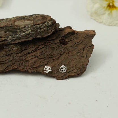 Om (ॐ) Silver Stud Earrings | Sacred Aum Spiritual Jewellery