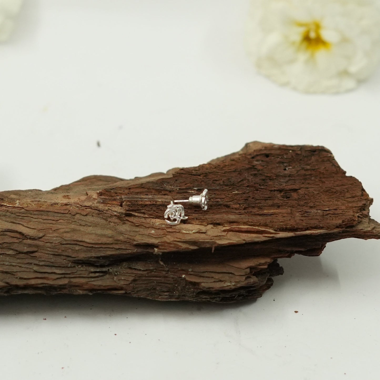 Om (ॐ) Silver Stud Earrings | Sacred Aum Spiritual Jewellery