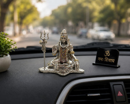 Lord Shiva Idol | Premium Brass Shiv Murti with Silver Finish | Mahadev Statue for Home Temple