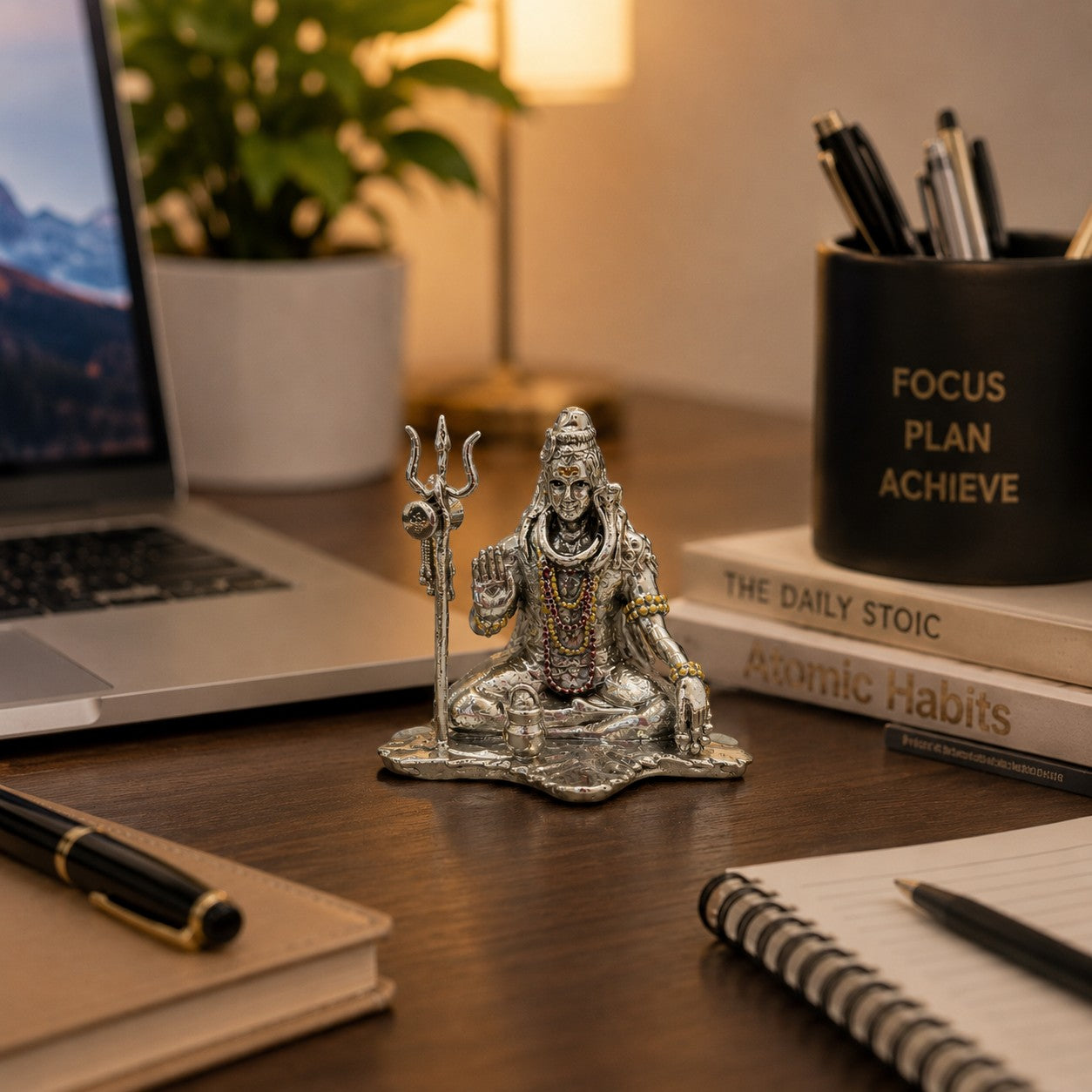 Lord Shiva Idol | Premium Brass Shiv Murti with Silver Finish | Mahadev Statue for Home Temple