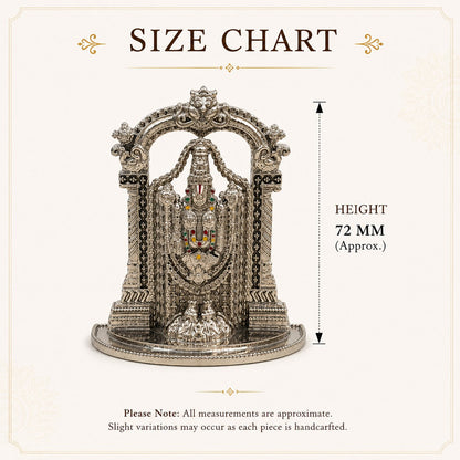 Tirupati Balaji Idol with Temple Arch | Premium Brass Murti with Silver Finish | Lord Venkateswara Statue