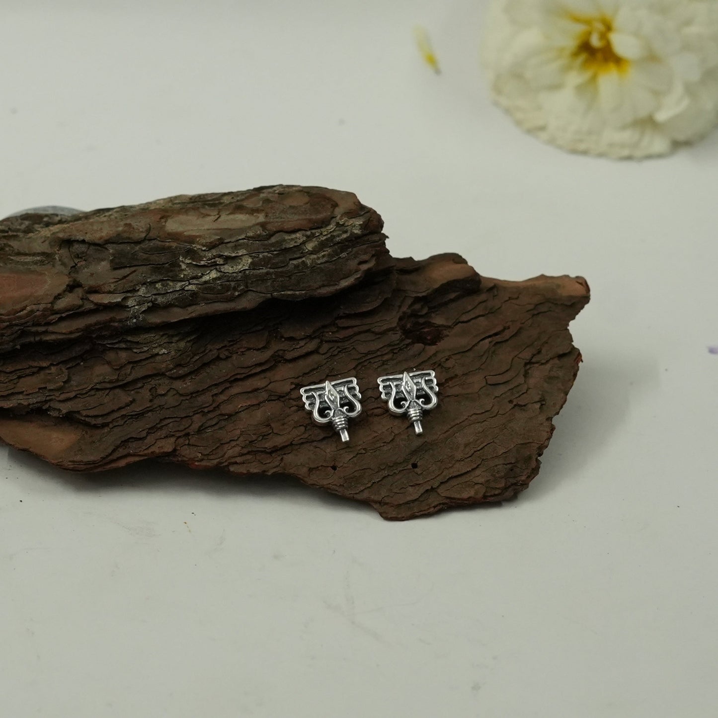 Damru Trishul Stud Earrings | Lord Shiva Symbol Earrings | Spiritual Unisex Jewellery