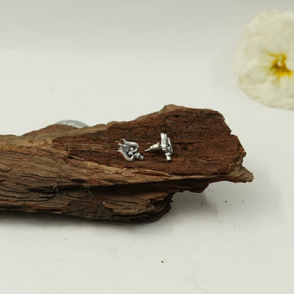 Trishul Design Stud Earrings with Silver Finish | Mahadev Spiritual Jewelry