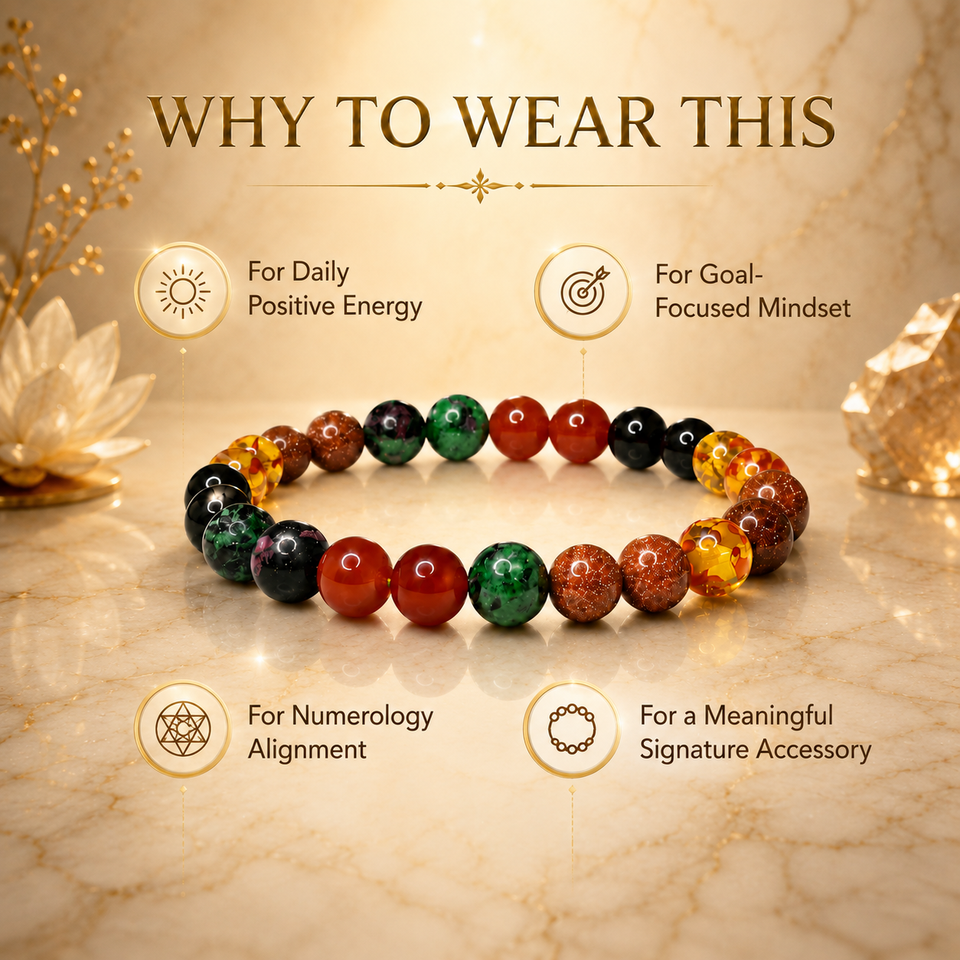 Ruling Number 1 | Crystal Bracelet | Numerology Bracelet - 8mm