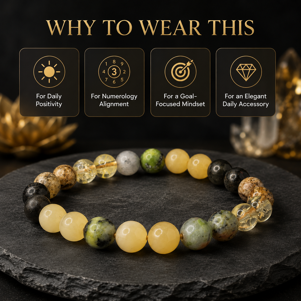 Ruling Number 3 | Crystal Bracelet | Numerology Bracelet - 8mm