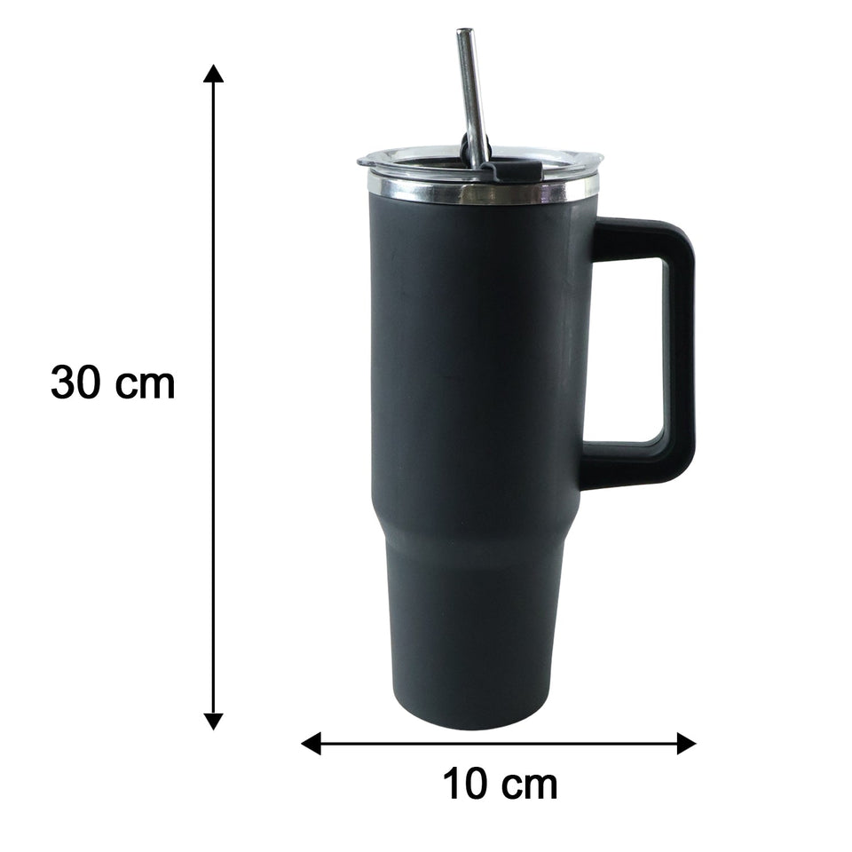 Konvex Hydra Insulated Travel Tumbler 1200 Ml With Handle Straw Black (1 Pc)